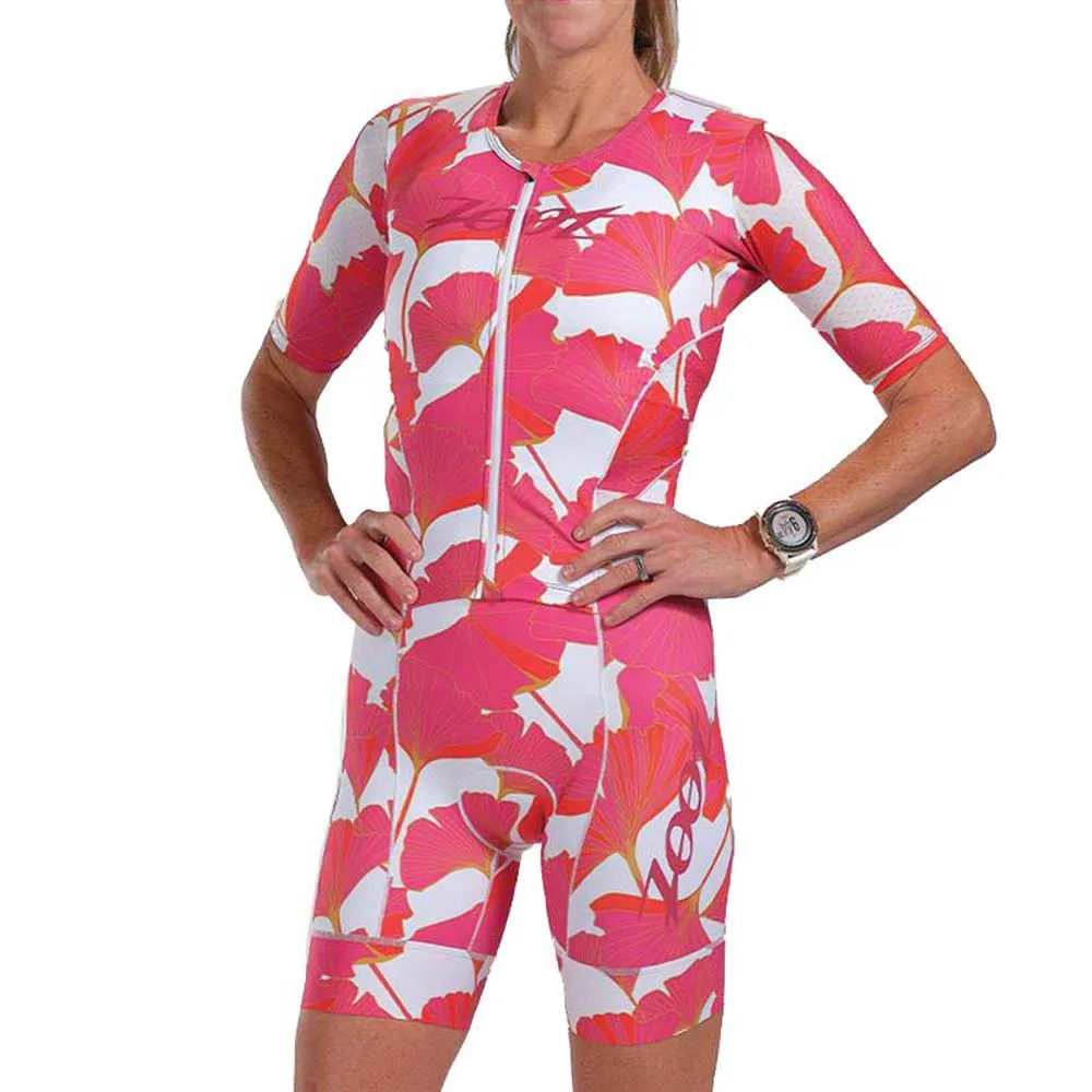 Zoot Aero Full Zip Blooms Kortermet Trisuit female Zoot Aero Full Zip Blooms Kortermet Trisuit female