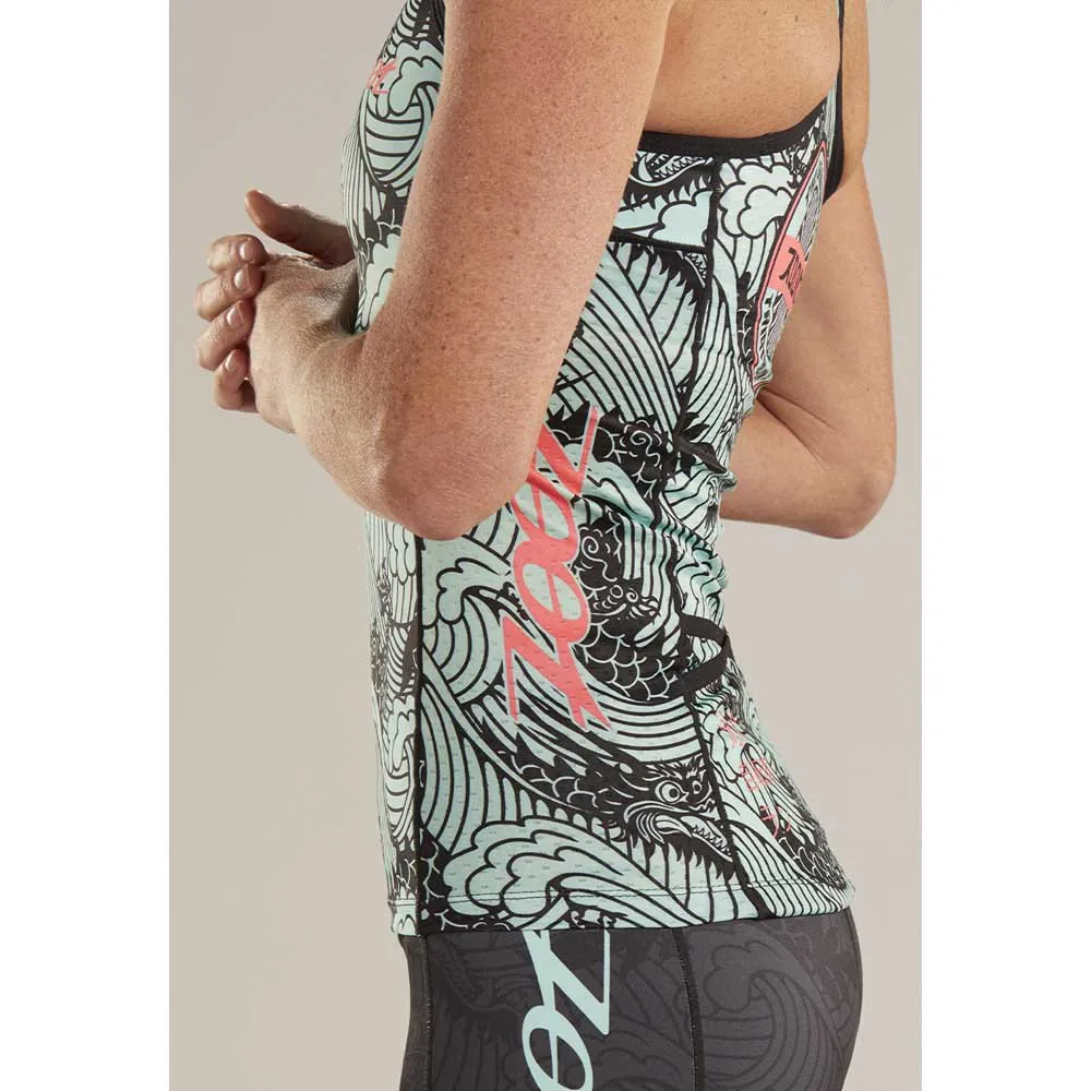 Zoot Ltd Racerback Tokyo Ermeløs Sykkeltrøye, Black / green, XXL